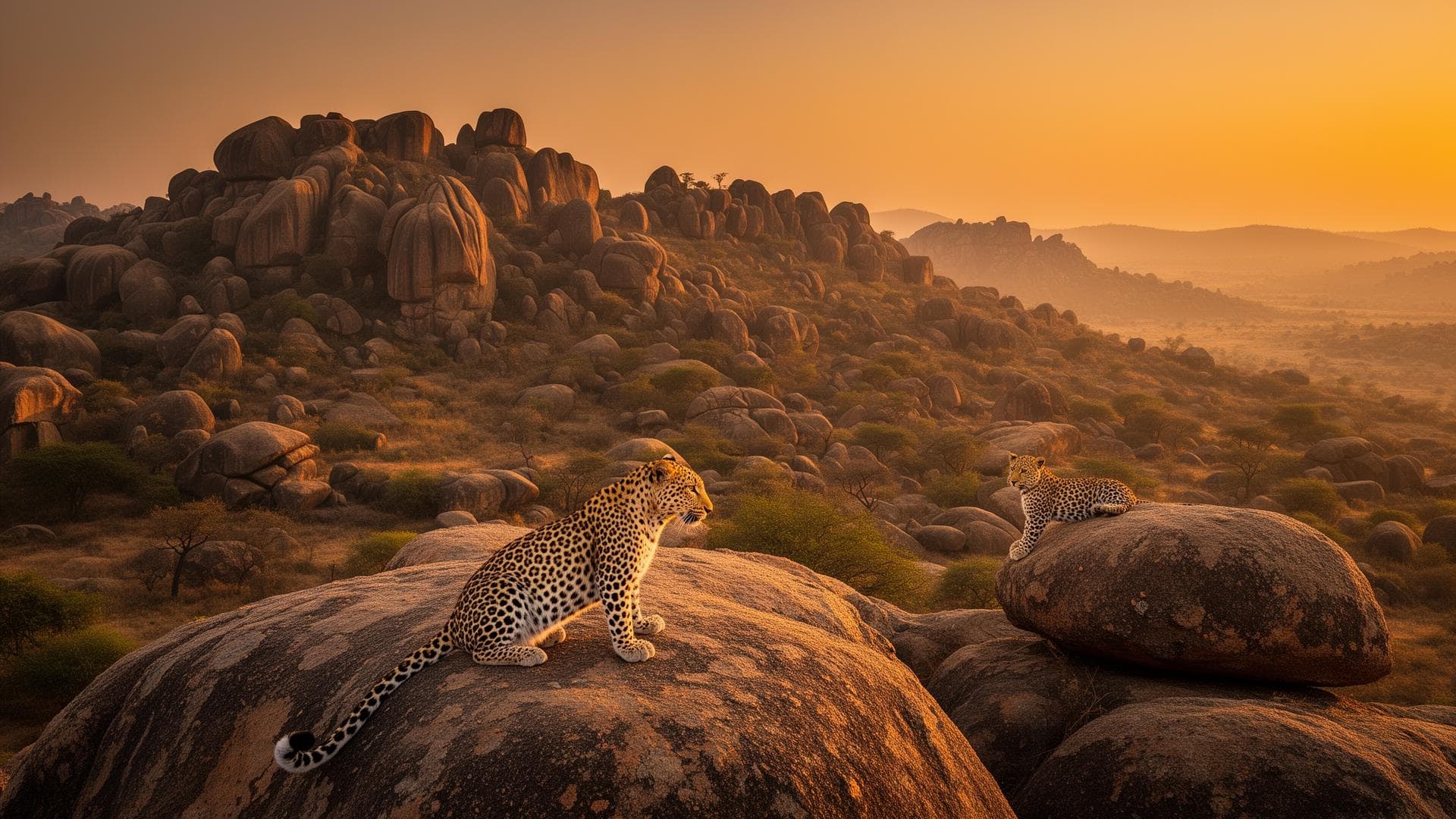 Jawai granite hills at safari hour